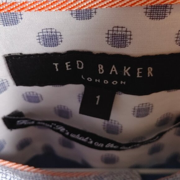 MEN'S TED BAKER  LIGHT BLUE BUTTON DOWN SHIRT SIZE 1 / XS - Picture 10 of 15